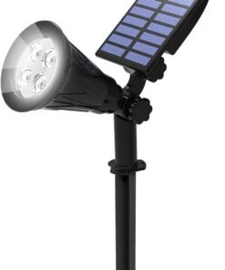 T-SUN LED Solar Spotlights, Super Bright 250LM Outdoor Security Garden Landscape Lamps, Daylight 6000K, Auto-on at Night/Auto-Off by Day,180°Angle Adjustable for Patio,Tree,Deck,Wall, Pool Area